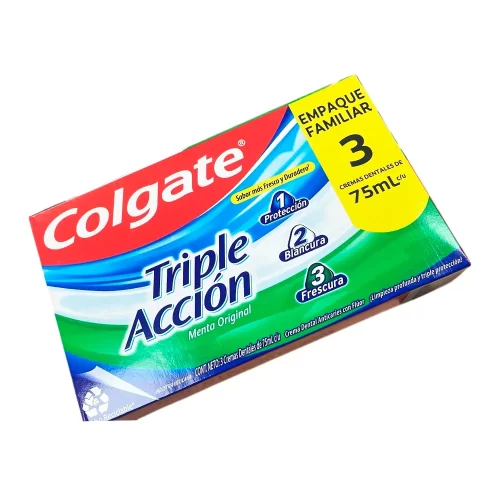 Crema Dental Colgate Triple Acción 75 ml - Empaque Familiar