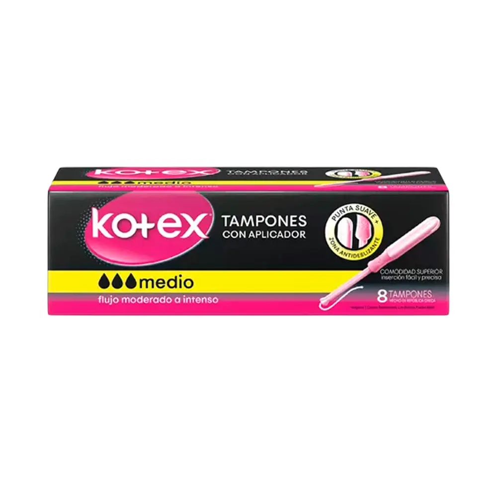 Kotex Tampones con Aplicador Medio 8 u