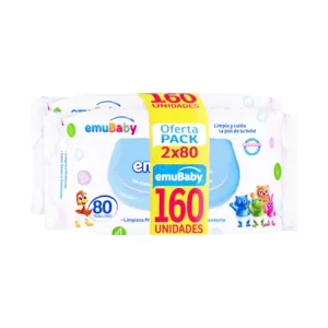 Pack Toallas Húmedas Emubaby Aloe 2X80